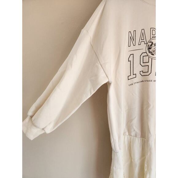 MWT Anthropologie Pilcro Sweatshirt Twofer Mini Dress Sz MP Petite White 9F405 - Picture 4 of 12